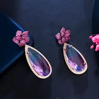 1 Pair Casual Romantic Water Droplets Plating Inlay Copper Zircon Rhodium Plated Silver Plated Drop Earrings main image 4