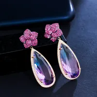1 Pair Casual Romantic Water Droplets Plating Inlay Copper Zircon Rhodium Plated Silver Plated Drop Earrings main image 6