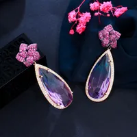 1 Pair Casual Romantic Water Droplets Plating Inlay Copper Zircon Rhodium Plated Silver Plated Drop Earrings main image 7