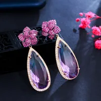 1 Pair Casual Romantic Water Droplets Plating Inlay Copper Zircon Rhodium Plated Silver Plated Drop Earrings main image 8
