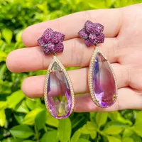 1 Pair Casual Romantic Water Droplets Plating Inlay Copper Zircon Rhodium Plated Silver Plated Drop Earrings main image 3