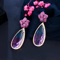 1 Pair Casual Romantic Water Droplets Plating Inlay Copper Zircon Rhodium Plated Silver Plated Drop Earrings main image 9