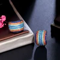 1 Pair Hip-hop Ethnic Style Tropical Rainbow Plating Inlay Copper Zircon White Gold Plated Rhodium Plated Ear Studs main image 7