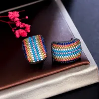 1 Pair Hip-hop Ethnic Style Tropical Rainbow Plating Inlay Copper Zircon White Gold Plated Rhodium Plated Ear Studs main image 6
