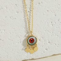 Vintage Style Simple Style Commute Eye Copper Plating Inlay Resin 14k Gold Plated Pendant Necklace sku image 2