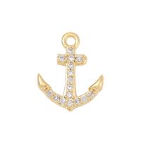 Navy Style Anchor Copper Plating Metal Inlay Zircon 18k Gold Plated White Gold Plated Jewelry Accessories main image 7