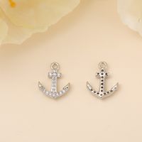 Navy Style Anchor Copper Plating Metal Inlay Zircon 18k Gold Plated White Gold Plated Jewelry Accessories sku image 2