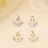 Navy Style Anchor Copper Plating Metal Inlay Zircon 18k Gold Plated White Gold Plated Jewelry Accessories main image 1