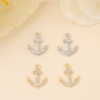 Navy Style Anchor Copper Plating Metal Inlay Zircon 18k Gold Plated White Gold Plated Jewelry Accessories main image 8