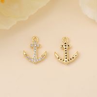 Navy Style Anchor Copper Plating Metal Inlay Zircon 18k Gold Plated White Gold Plated Jewelry Accessories main image 4