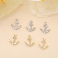 Navy Style Anchor Copper Plating Metal Inlay Zircon 18k Gold Plated White Gold Plated Jewelry Accessories main image 5