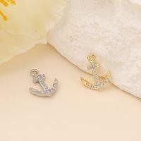 Navy Style Anchor Copper Plating Metal Inlay Zircon 18k Gold Plated White Gold Plated Jewelry Accessories main image 6