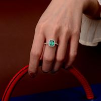 Elegant Glam Geometric Sterling Silver Plating Inlay Artificial Gemstones Open Rings main image 5