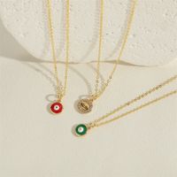 Wholesale Vintage Style Simple Style Round Copper Plating Inlay Zircon Pendant Necklace main image 8