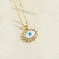 Vintage Style Simple Style Commute Triangle Round Eye Copper Enamel Plating Inlay Zircon 14k Gold Plated Pendant Necklace sku image 3