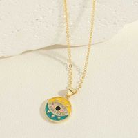 Vintage Style Simple Style Commute Triangle Round Eye Copper Enamel Plating Inlay Zircon 14k Gold Plated Pendant Necklace sku image 2