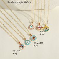 Vintage Style Simple Style Commute Triangle Round Eye Copper Enamel Plating Inlay Zircon 14k Gold Plated Pendant Necklace main image 2