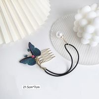 Women's Retro Simple Style Butterfly Synthetics Alloy Embroidery Plating Inlay Rhinestones Pearl Insert Comb main image 2