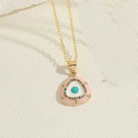 Vintage Style Simple Style Commute Triangle Round Eye Copper Enamel Plating Inlay Zircon 14k Gold Plated Pendant Necklace sku image 5