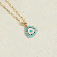 Vintage Style Simple Style Commute Triangle Round Eye Copper Enamel Plating Inlay Zircon 14k Gold Plated Pendant Necklace sku image 6