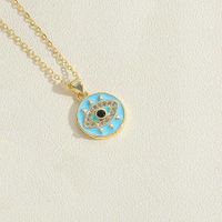 Vintage Style Simple Style Commute Triangle Round Eye Copper Enamel Plating Inlay Zircon 14k Gold Plated Pendant Necklace sku image 1