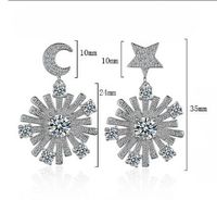 1 Pair Cute Sweet Star Moon Plating Inlay Copper Zircon Drop Earrings main image 2