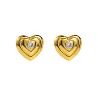 1 Pair Modern Style Simple Style Heart Shape Inlay Copper Zircon Ear Studs main image 7