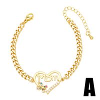 Modern Style Simple Style Letter Heart Shape Copper Plating Inlay Zircon 18k Gold Plated Bracelets main image 4