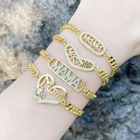 Modern Style Simple Style Letter Heart Shape Copper Plating Inlay Zircon 18k Gold Plated Bracelets main image 1