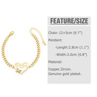 Modern Style Simple Style Letter Heart Shape Copper Plating Inlay Zircon 18k Gold Plated Bracelets main image 2