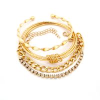 Style Ig Rétro Style Coréen Cercle Alliage Placage Incruster Strass Femmes Bracelets main image 4