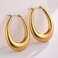 1 Pair Casual Classic Style U Shape Plating 304 Stainless Steel 14K Gold Plated Hoop Earrings main image 5