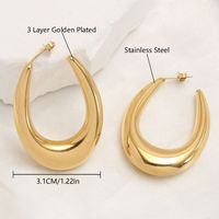 1 Pair Casual Classic Style U Shape Plating 304 Stainless Steel 14K Gold Plated Hoop Earrings main image 3
