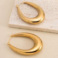 1 Pair Casual Classic Style U Shape Plating 304 Stainless Steel 14K Gold Plated Hoop Earrings sku image 2