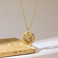 Wholesale Simple Style Cheetah Print Stainless Steel Brass Plating Inlay 18K Gold Plated Zircon Pendant Necklace main image 3