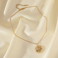 Wholesale Simple Style Cheetah Print Stainless Steel Brass Plating Inlay 18K Gold Plated Zircon Pendant Necklace main image 4
