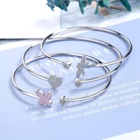 Ig Style Heart Shape Dragonfly Butterfly Copper Rhinestones Bangle main image 1