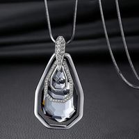 Einfacher Stil Wassertropfen Legierung Glas Kupfer Künstliche Strasssteine Pulloverkette main image 1