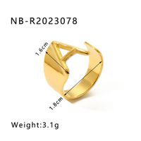 304 Stainless Steel 18K Gold Plated Modern Style Simple Style Asymmetrical Plating Letter Open Rings main image 2