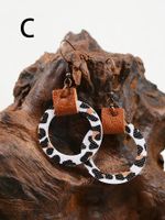 1 Pair Casual Ethnic Style Leopard Hollow Out Pu Leather Artificial Leather Drop Earrings main image 1