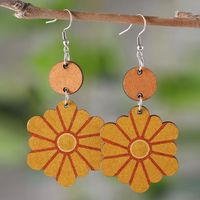 1 Pair Ig Style Flower Wood Drop Earrings sku image 2