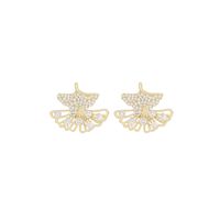 1 Paire Style Simple Feuille De Ginkgo Incruster Le Cuivre Zircon Boucles D'oreilles main image 5