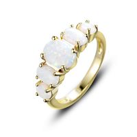 Wholesale Elegant Nordic Style Oval Copper Inlay White Gold Plated Artificial Gemstones Rings sku image 7