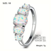 Wholesale Elegant Nordic Style Oval Copper Inlay White Gold Plated Artificial Gemstones Rings main image 3