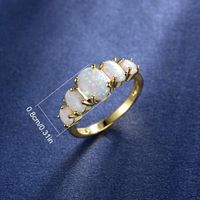 Wholesale Elegant Nordic Style Oval Copper Inlay White Gold Plated Artificial Gemstones Rings main image 2