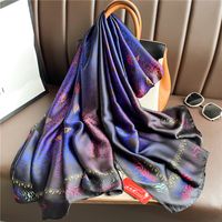 Adults French Style Modern Style Leopard Satin Printing Silk Scarf Shawl main image 1