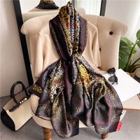 Adults French Style Modern Style Leopard Satin Printing Silk Scarf Shawl main image 2