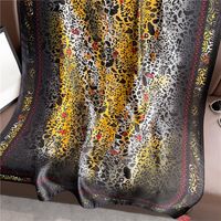 Adults French Style Modern Style Leopard Satin Printing Silk Scarf Shawl sku image 1