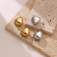 1 Pair Vintage Style Simple Style Heart Shape Plating Stainless Steel White Gold Plated Ear Studs main image 3