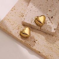 1 Pair Vintage Style Simple Style Heart Shape Plating Stainless Steel White Gold Plated Ear Studs main image 4